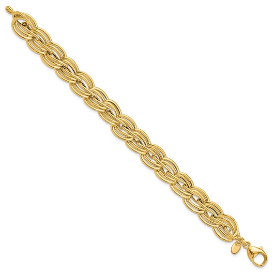 14k Polished 12mm Fancy Link 7.5 inch Bracelet