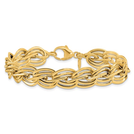14k Polished 12mm Fancy Link 7.5 inch Bracelet