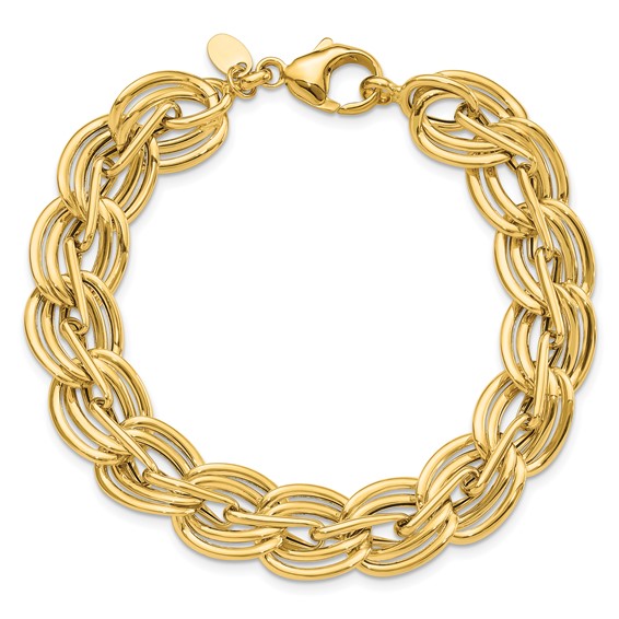 14k Polished 12mm Fancy Link 7.5 inch Bracelet