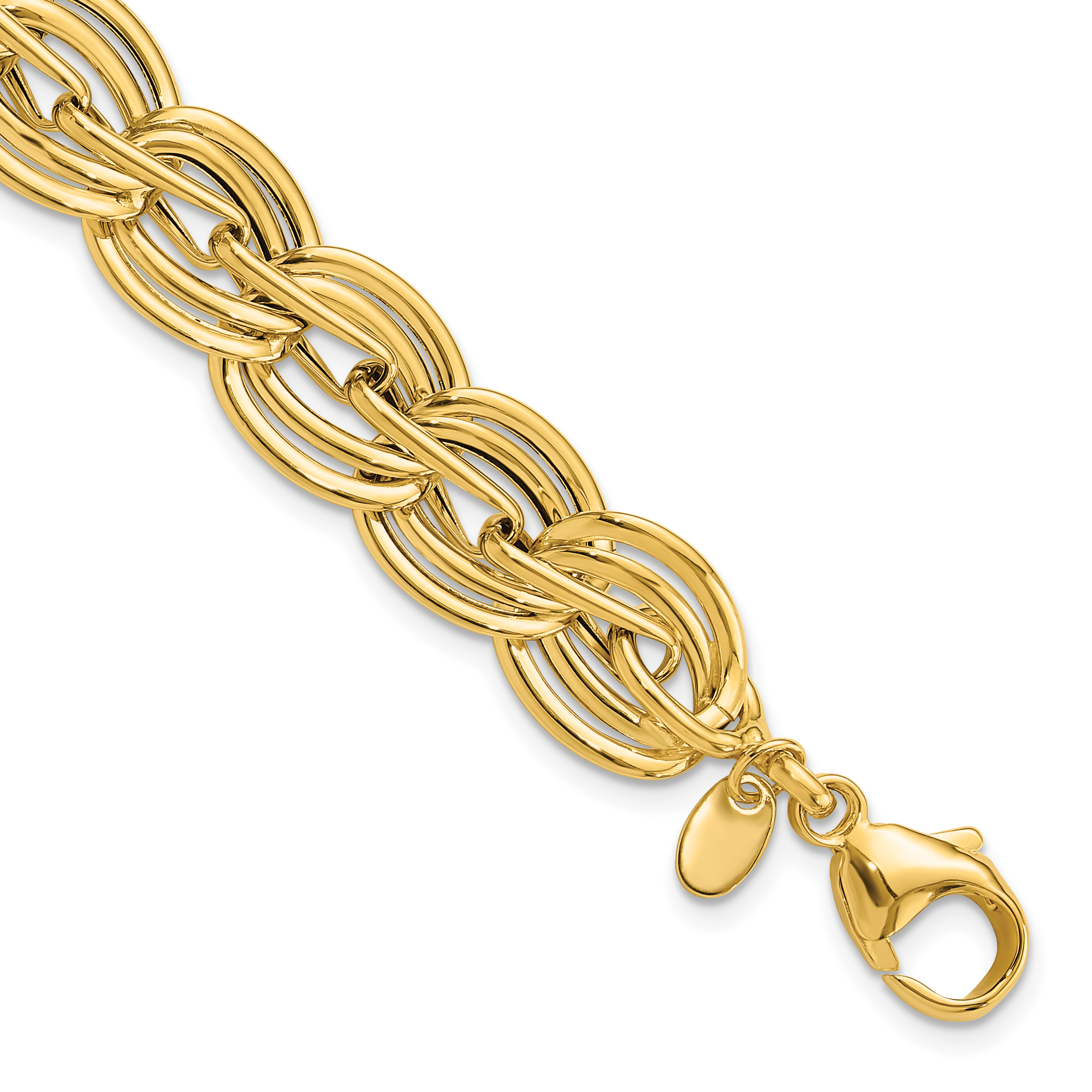 14k Polished 12mm Fancy Link 7.5 inch Bracelet (FB2013-7.5)