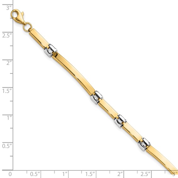 14K Two-tone Polished 4.5mm Fancy Link and Bar 7.5 inch Bracelet