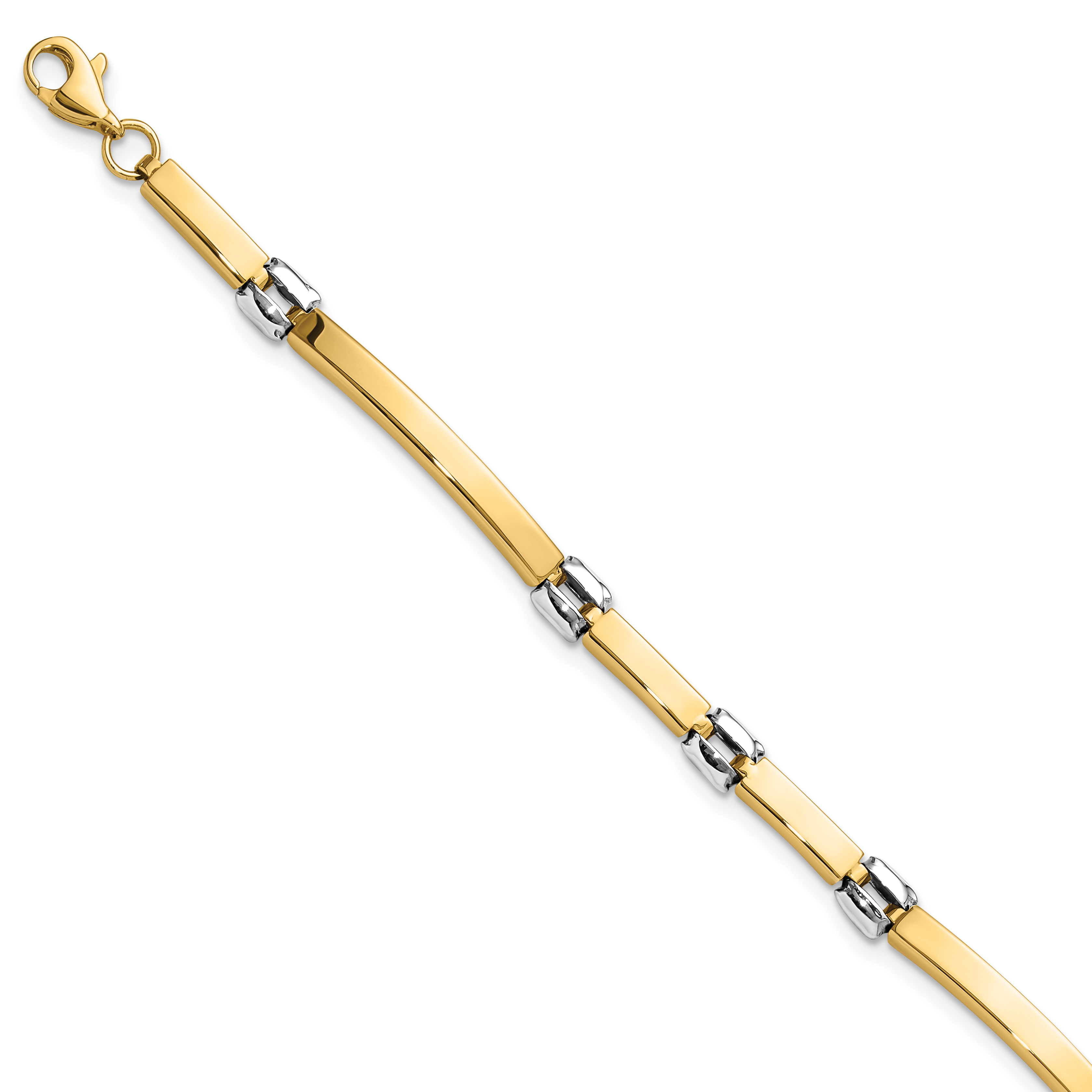 14K Two-tone Polished 4.5mm Fancy Link and Bar 7.5 inch Bracelet (FB2016-7.5)