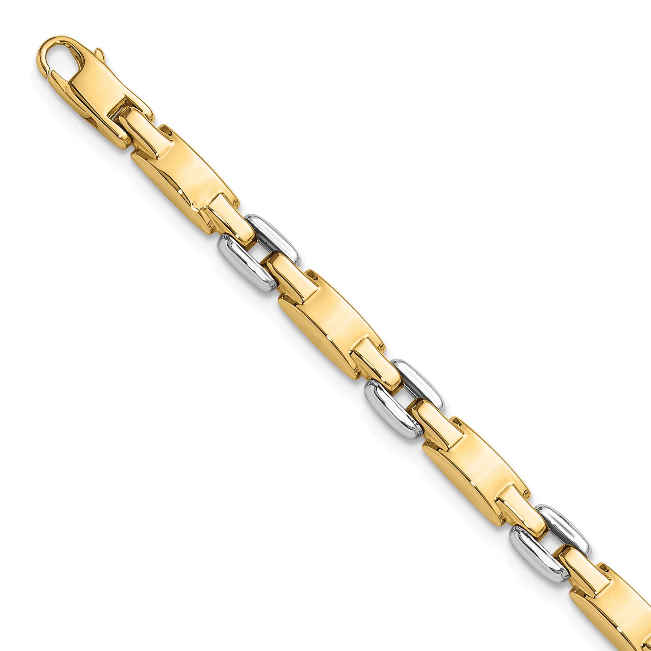 14K Two-tone Polished 4.8mm Fancy Link 7.5 inch Bracelet (FB2017-7.5)