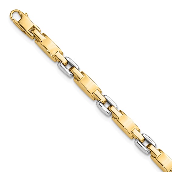 14K Two-tone Polished 4.8mm Fancy Link 7.5 inch Bracelet