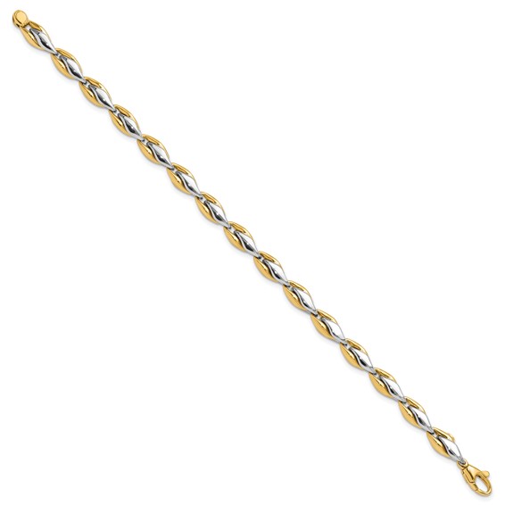 14K Two-tone Polished 5.6mm Fancy Link 7.5 inch Bracelet