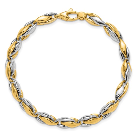 14K Two-tone Polished 5.6mm Fancy Link 7.5 inch Bracelet