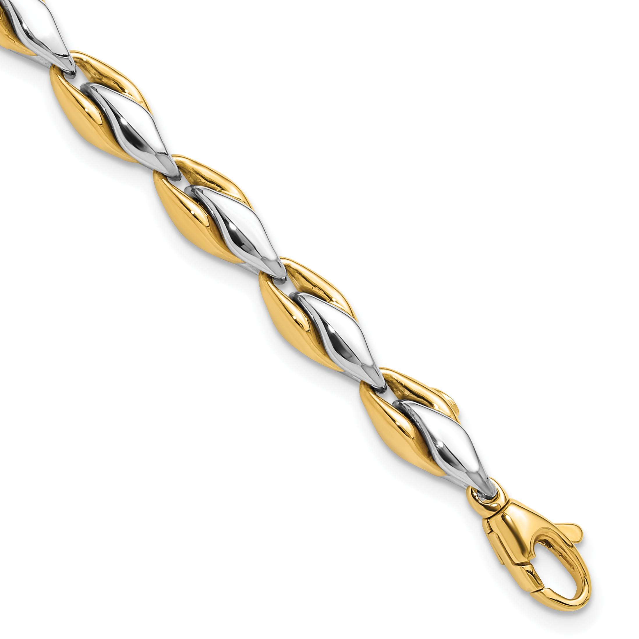 14K Two-tone Polished 5.6mm Fancy Link 7.5 inch Bracelet (FB2018-7.5)