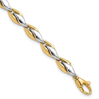 14K Two-tone Polished 5.6mm Fancy Link 7.5 inch Bracelet