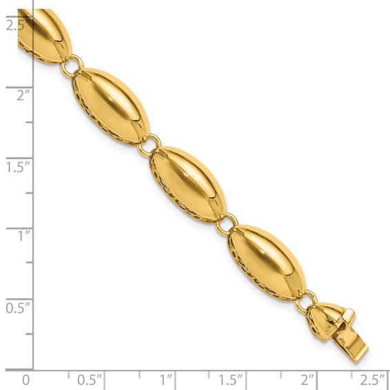 14k Polished 8.2mm Fancy Oval Link 7.5 inch Bracelet