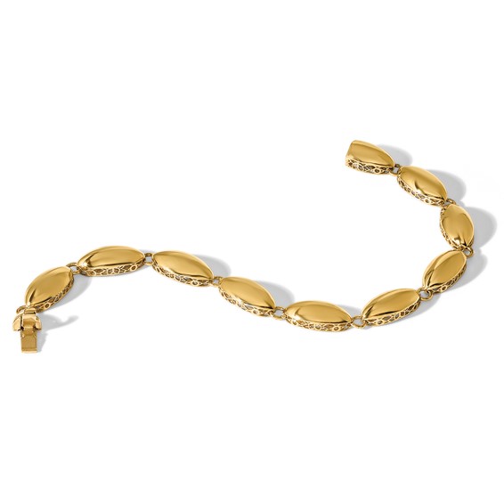 14k Polished 8.2mm Fancy Oval Link 7.5 inch Bracelet