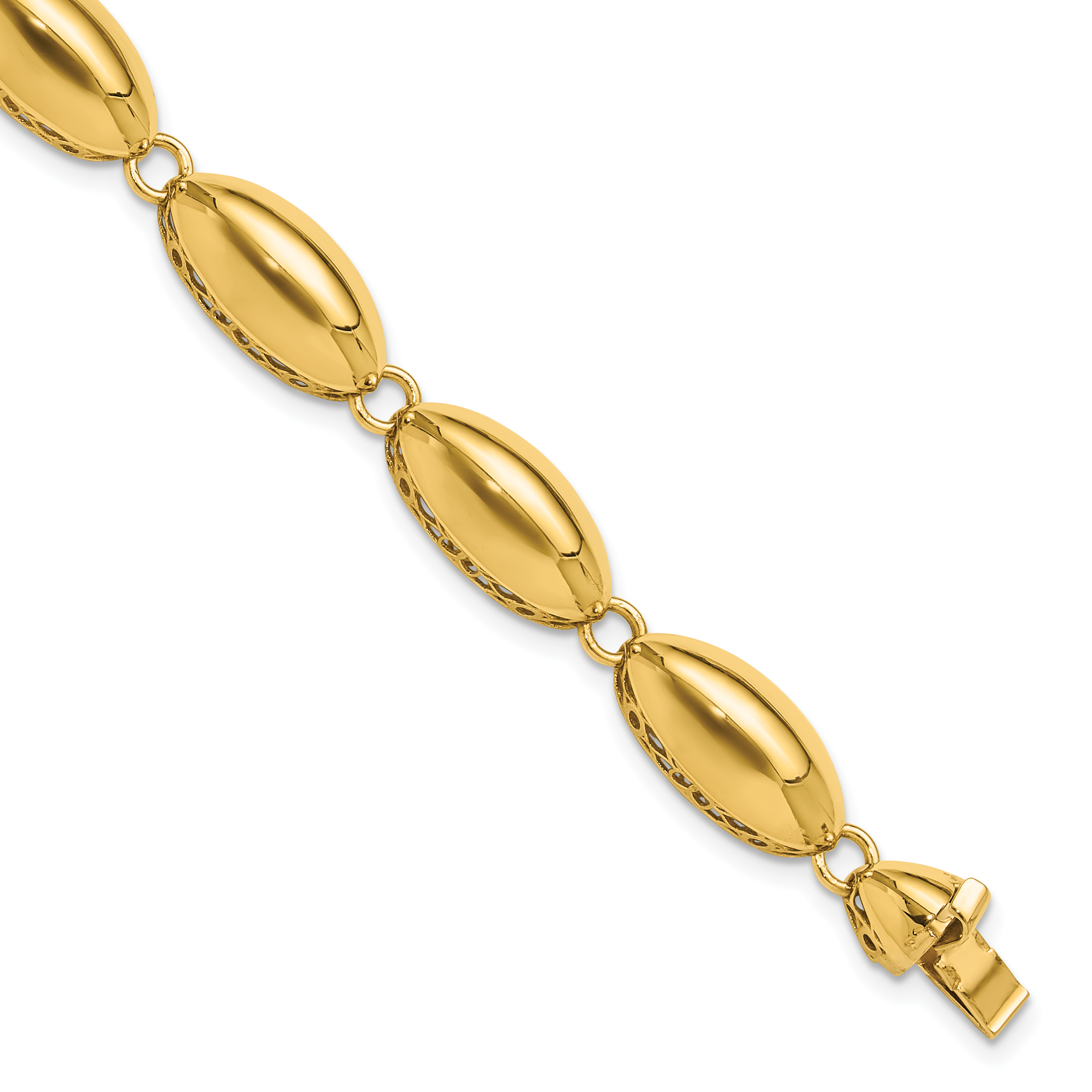 14k Polished 8.2mm Fancy Oval Link 7.5 inch Bracelet (FB2020-7.5)
