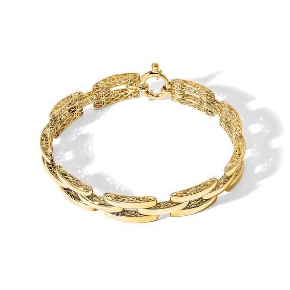 14K Polished 8.9mm Fancy Square Link 7.5 inch Bracelet