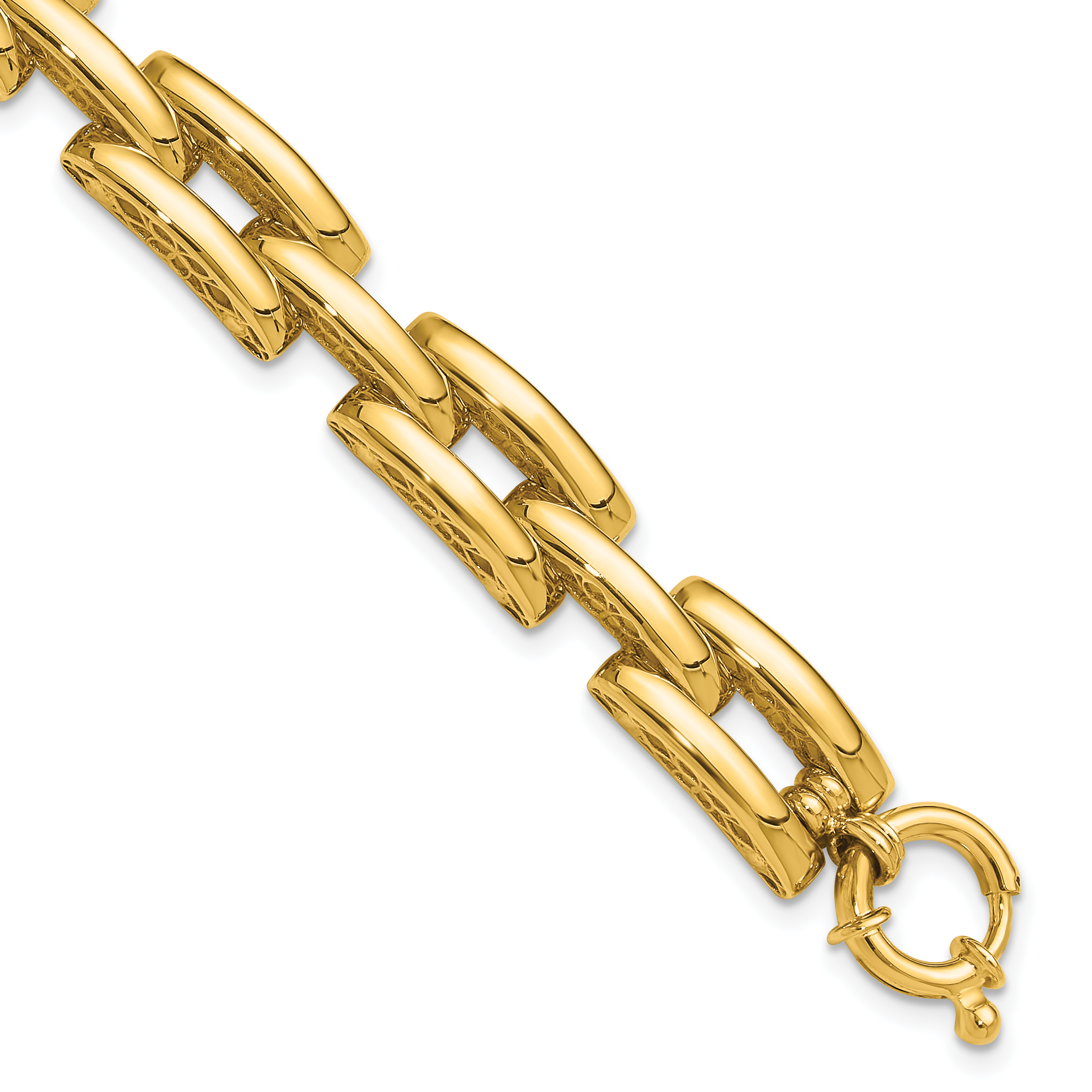 14K Polished 8.9mm Fancy Square Link 7.5 inch Bracelet (FB2021-7.5)