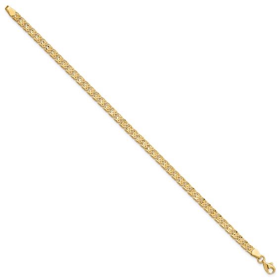 14K Polished and Diamond-cut 3.9mm Fancy Link 7.75 inch Bracelet