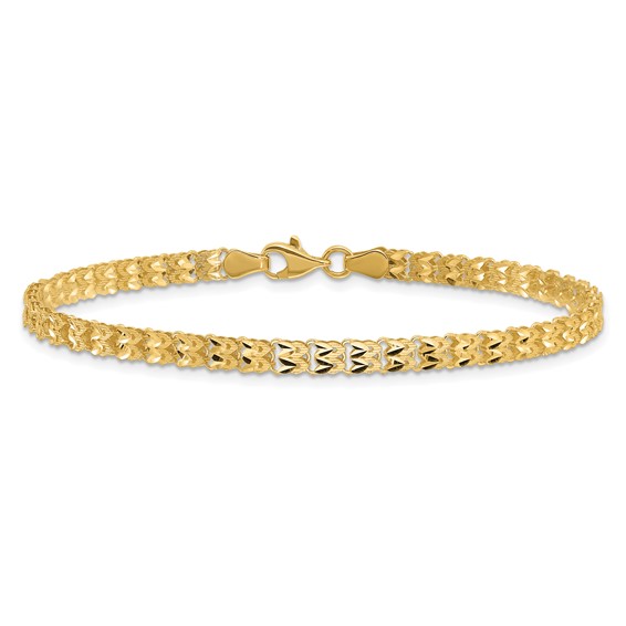 14K Polished and Diamond-cut 3.9mm Fancy Link 7.75 inch Bracelet