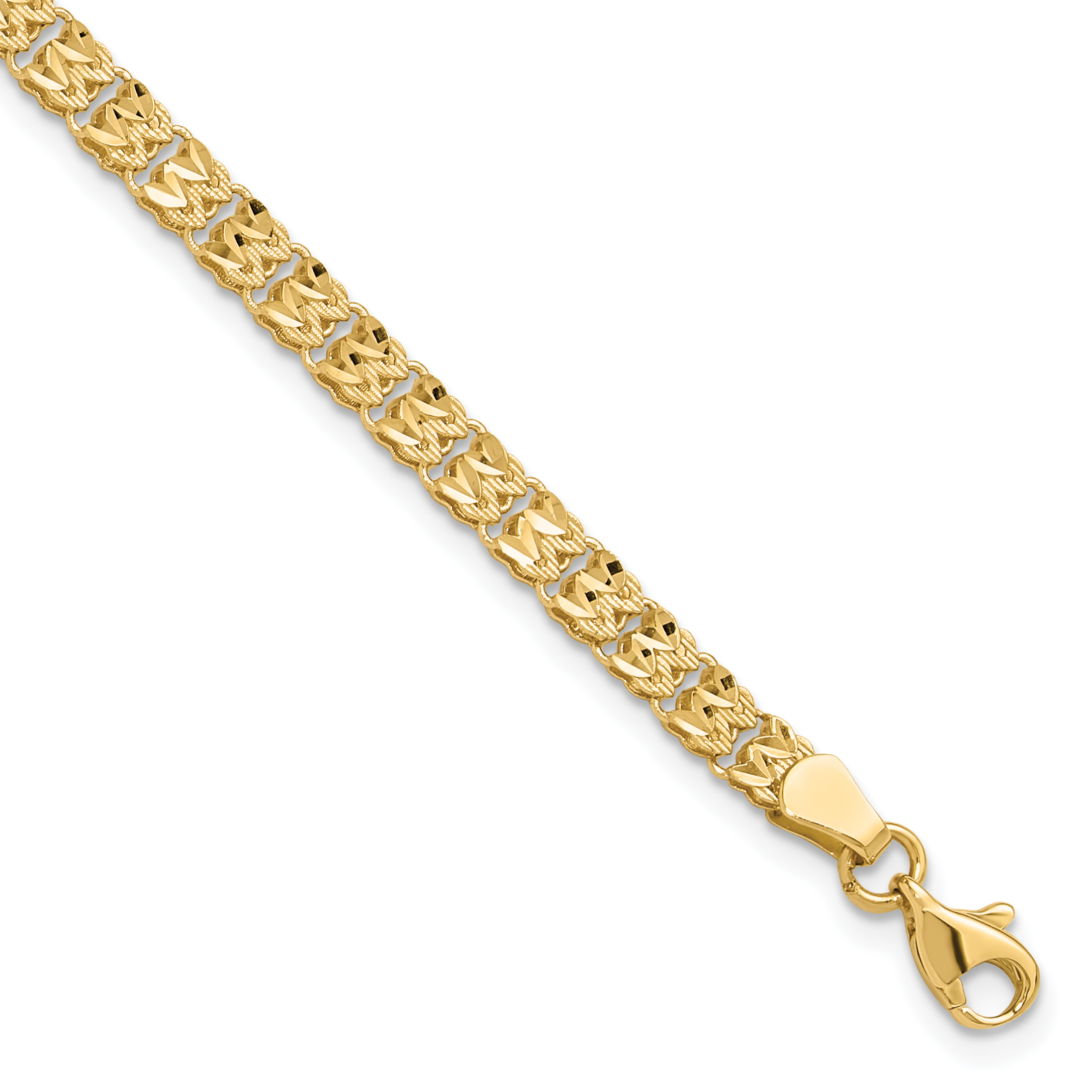 14K Polished and Diamond-cut 3.9mm Fancy Link 7.75 inch Bracelet (FB2023-7.75)
