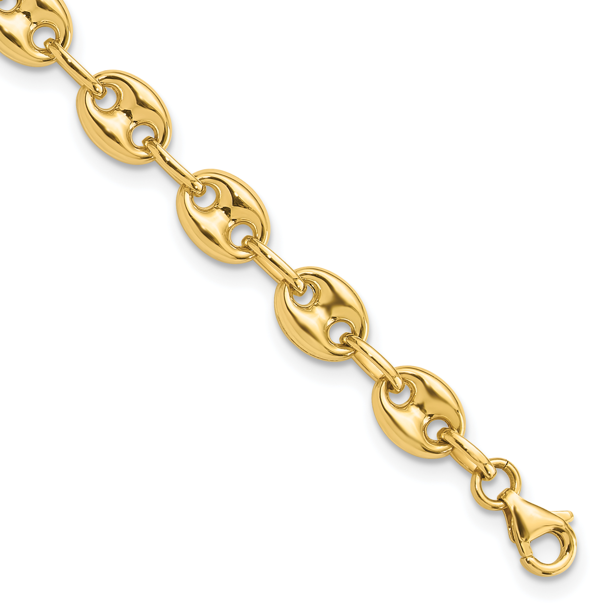 14K Polished 6.3mm Puffed Anchor/Mariner Link 7.75 inch Bracelet (FB2026-7.75)