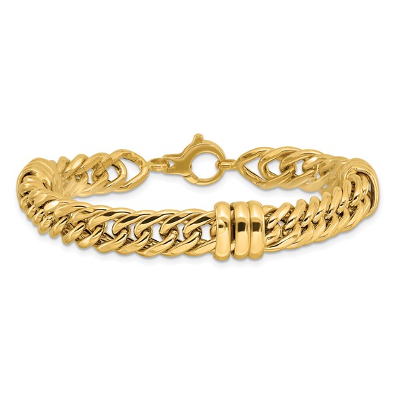 14K Polished 10mm Fancy Curb Link 7.5 inch Bracelet