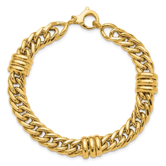 14K Polished 10mm Fancy Curb Link 7.5 inch Bracelet