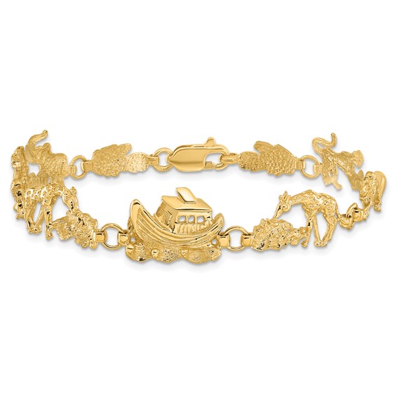 14k Polished Noahs Ark 7 inch Bracelet