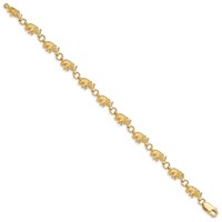 14K Polished and Textured Elephant 7 Inch Bracelet view 2