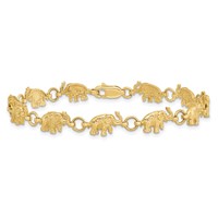 14K Polished and Textured Elephant 7 Inch Bracelet view 3