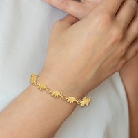 14K Polished and Textured Elephant 7 Inch Bracelet view 5