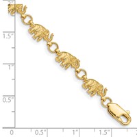 14K Polished and Textured Elephant 7 Inch Bracelet view 4