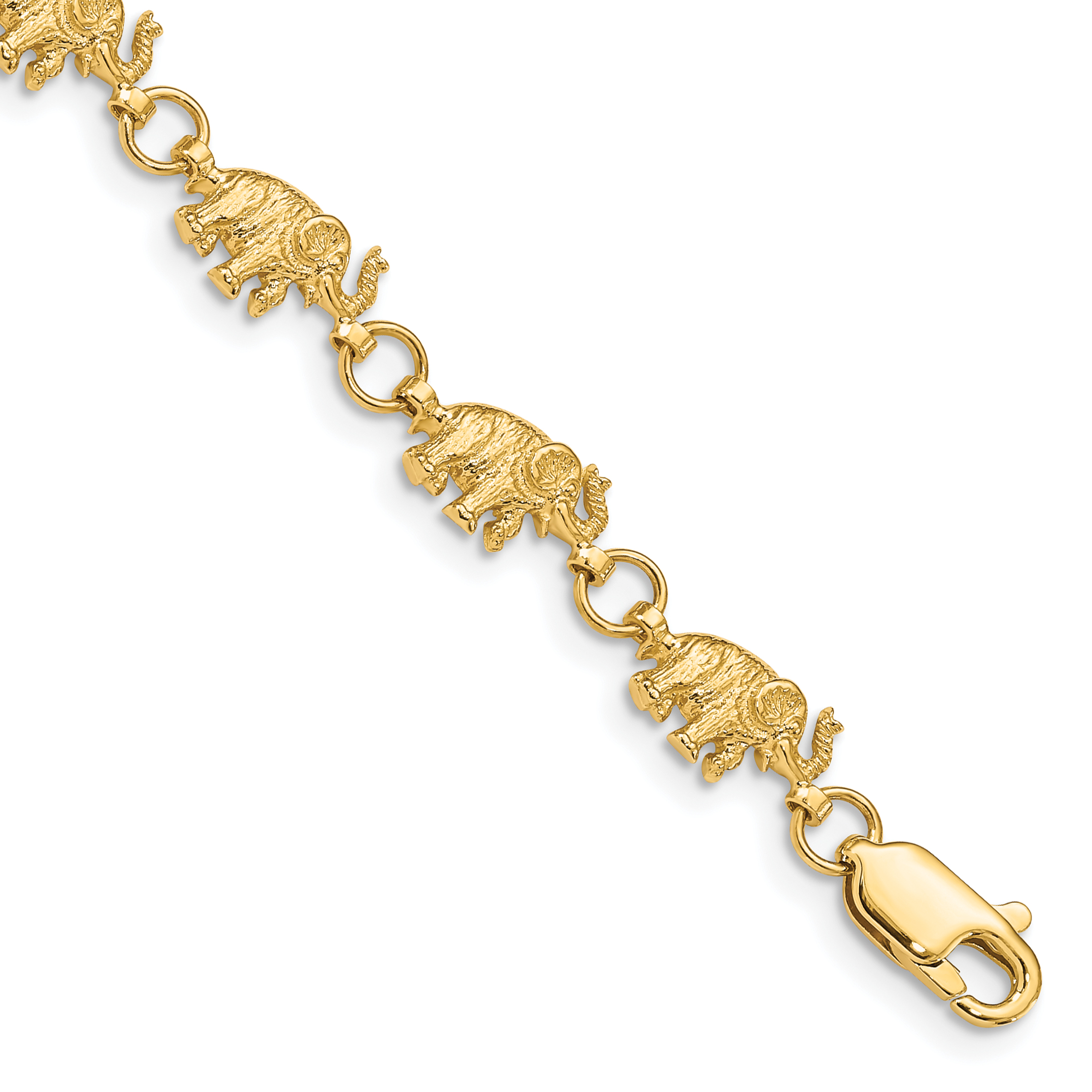14k Polished and Textured Elephant 8 inch Bracelet (FB397-8)