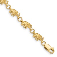 14K Polished and Textured Elephant 7 Inch Bracelet view 1