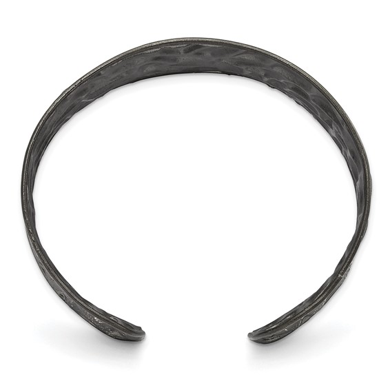 Leslie's Sterling Silver Black Ruthenium Textured Sparkle Cuff Bangle
