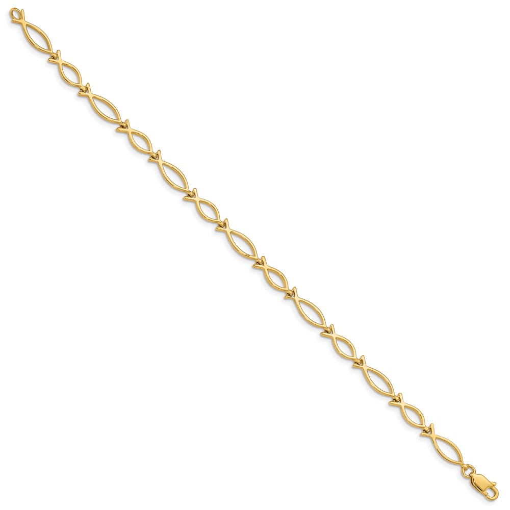 14k 5mm Religious Ichthus (Fish) 7 inch Bracelet (FB448-7)