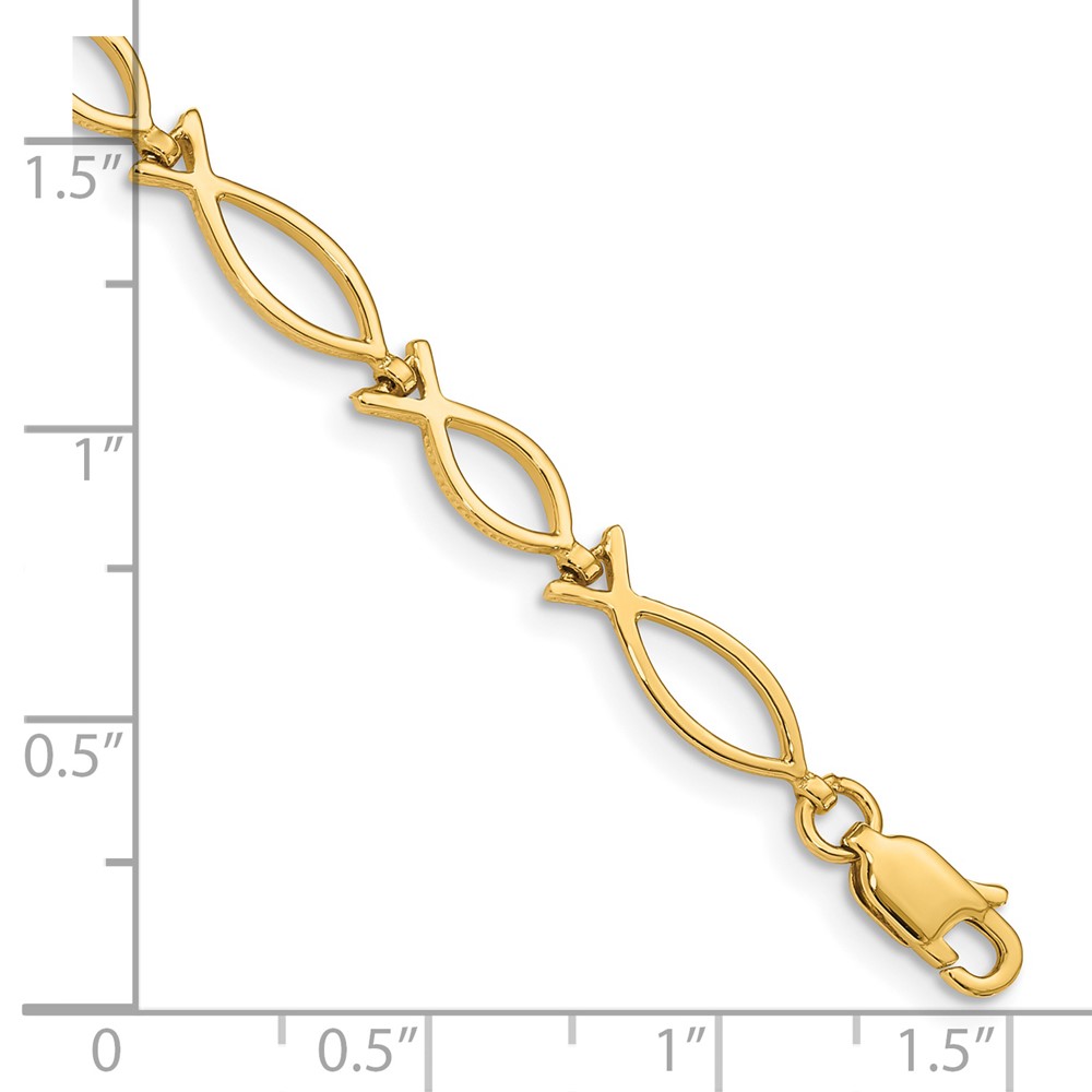 14k 5mm Religious Ichthus (Fish) 7 inch Bracelet (FB448-7)