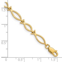 14K 5mm Yellow Gold Religious Ichthus (Fish) Bracelet - 7in view 3