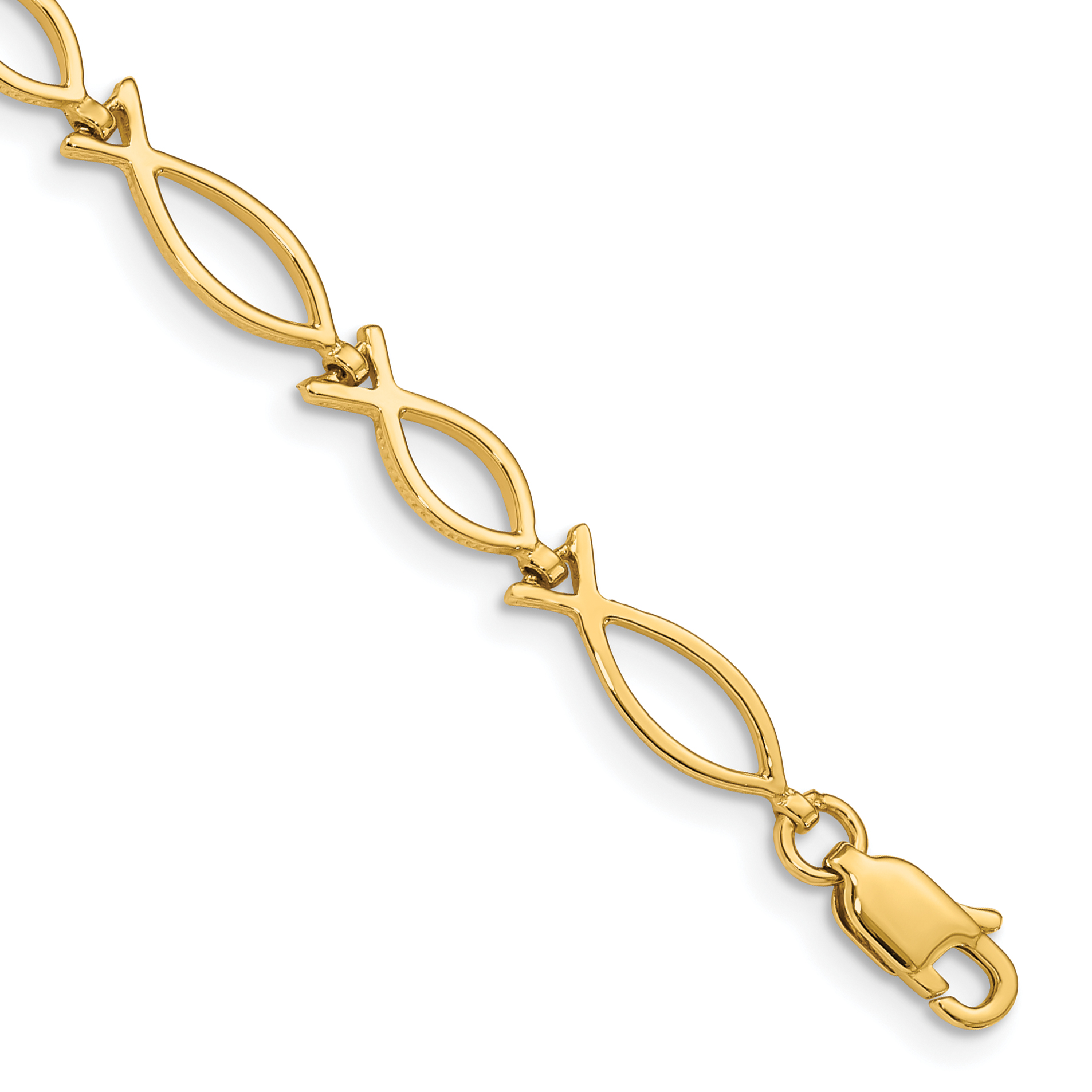 14k 5mm Religious Ichthus (Fish) 7 inch Bracelet (FB448-7)