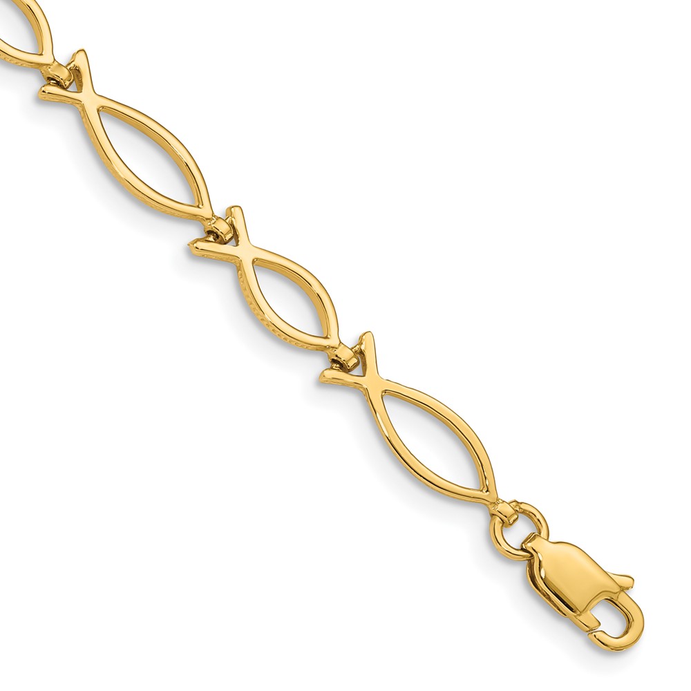 14k 5mm Religious Ichthus (Fish) 7 inch Bracelet (FB448-7)
