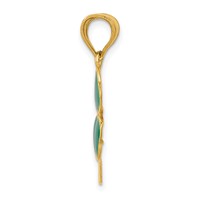 14K Yellow Gold Enameled Four Leaf Clover Pendant view 2