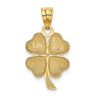14K Yellow Gold Enameled Four Leaf Clover Pendant view 3