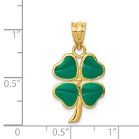 14K Yellow Gold Enameled Four Leaf Clover Pendant view 4