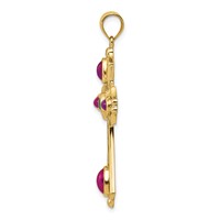 14K Ruby and Emerald Cabochon Cross Pendant view 2