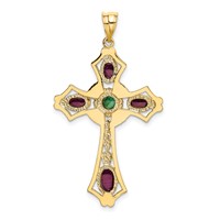 14K Ruby and Emerald Cabochon Cross Pendant view 3