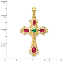 14K Ruby and Emerald Cabochon Cross Pendant view 4