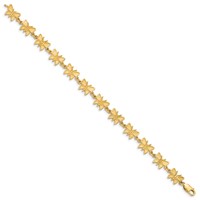 14K Yellow Gold Satin and Polished Butterfly Bracelet, 7" view 2