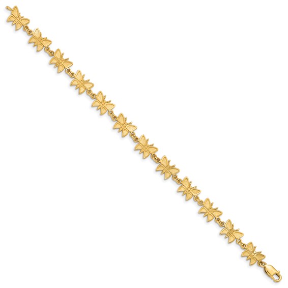 14k Satin and Polished Butterfly 7 inch Bracelet