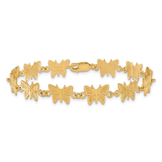 14k Satin and Polished Butterfly 7 inch Bracelet