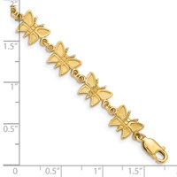 14K Yellow Gold Satin and Polished Butterfly Bracelet, 7" view 4