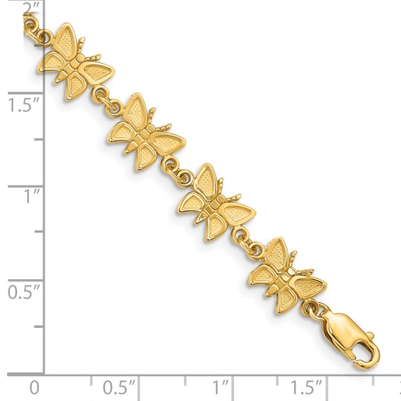 14k Satin and Polished Butterfly 7 inch Bracelet