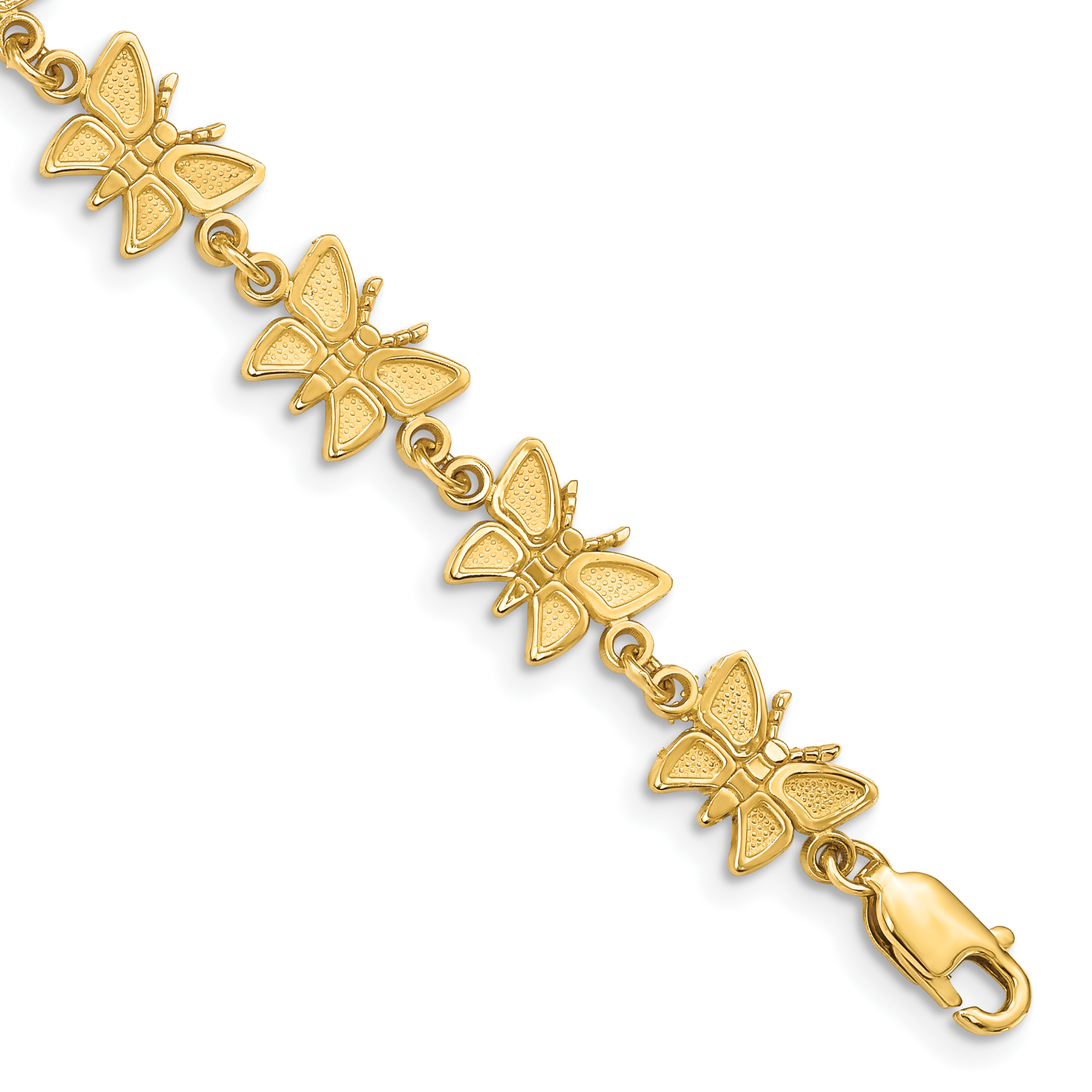 14k Satin and Polished Butterfly 7 inch Bracelet (FB721-7)