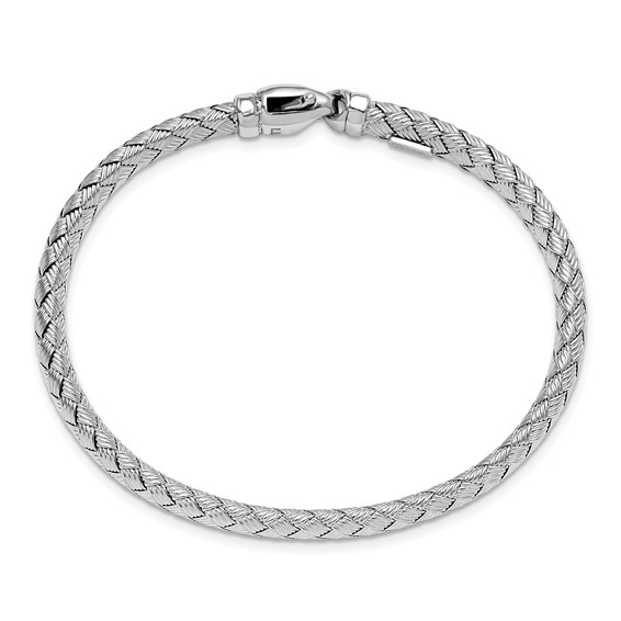Leslie's Sterling Rhodium-plated Weaved Silver Bangle