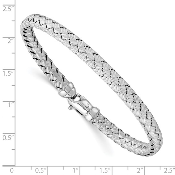 Leslie's Sterling Rhodium-plated Weaved Silver Bangle